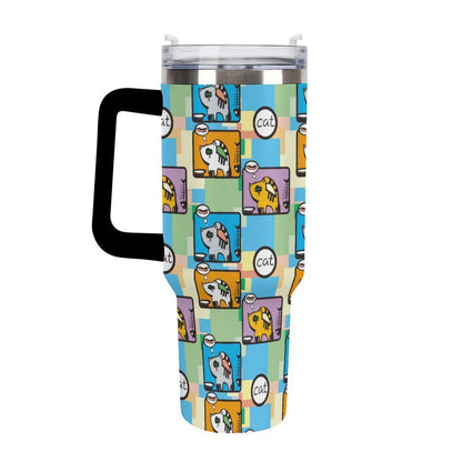 Vaso Térmico de 40 oz de Acero Inoxidable Personalizado con Asa y Popote