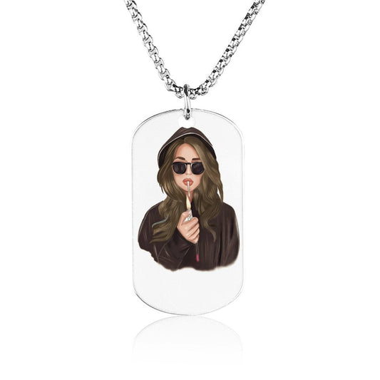 Collar Tipo Placa Militar Personalizado con Foto | Estilo Dog Tag