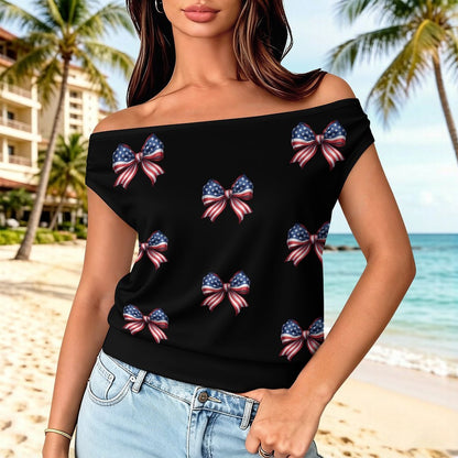 Single Shoulder One Neck T-shirt 333