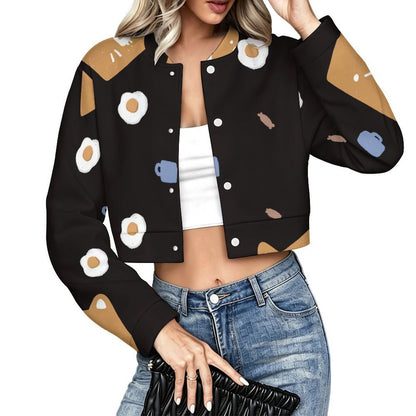 Open-front Short Jacket Cat，black，eggs