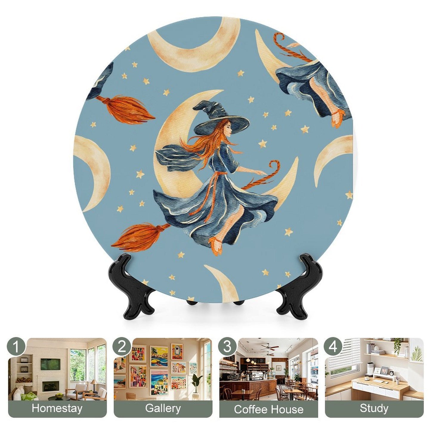 Lightweight Decorative Tray Witches, Flights, Moons, Broomsticks