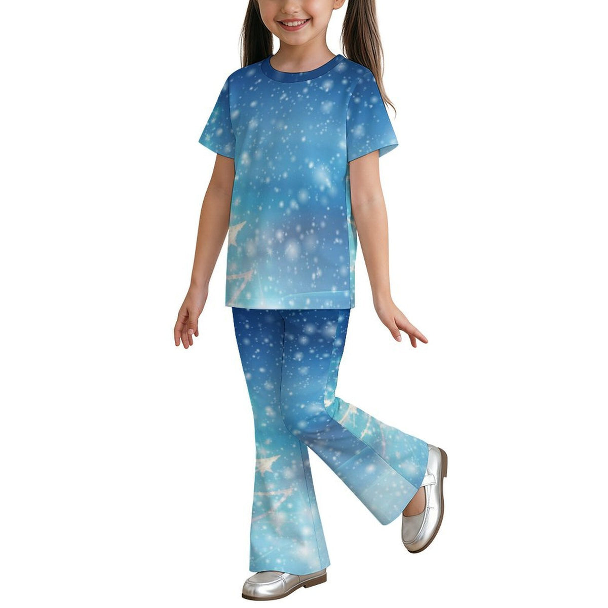 Bell-bottom Short-sleeved Set Christmas Tree, Starlight, Stars, Winter