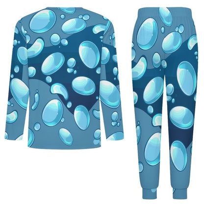 Men's Sleepwear Set Blue Water Droplets