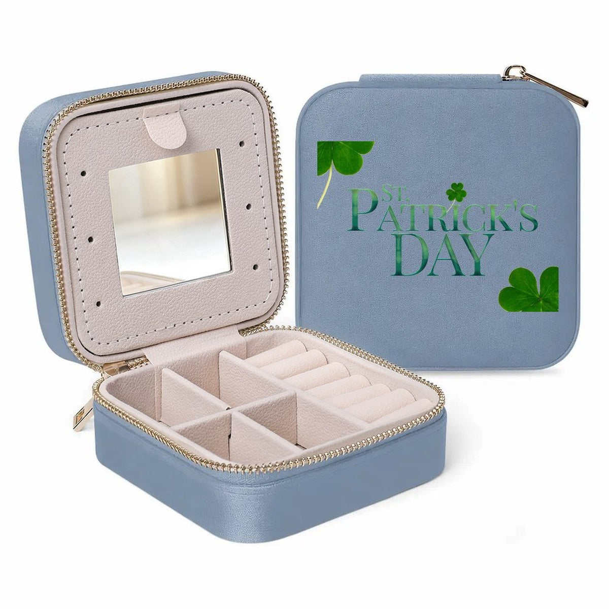 Estuche Cuadrado de Terciopelo para Joyería con Espejo Personalizable