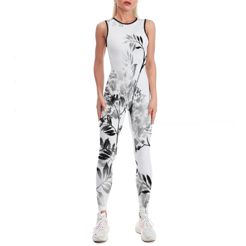 Jumpsuit Deportivo Personalizado con Cierre Trasero | Entero de Yoga con Estampado Completo