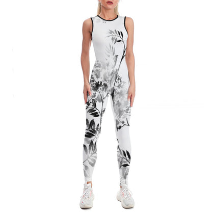 Jumpsuit Deportivo Personalizado con Cierre Trasero | Entero de Yoga con Estampado Completo