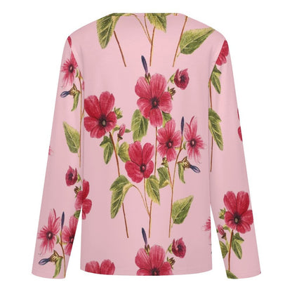 V-neck Button-up Top Flowers