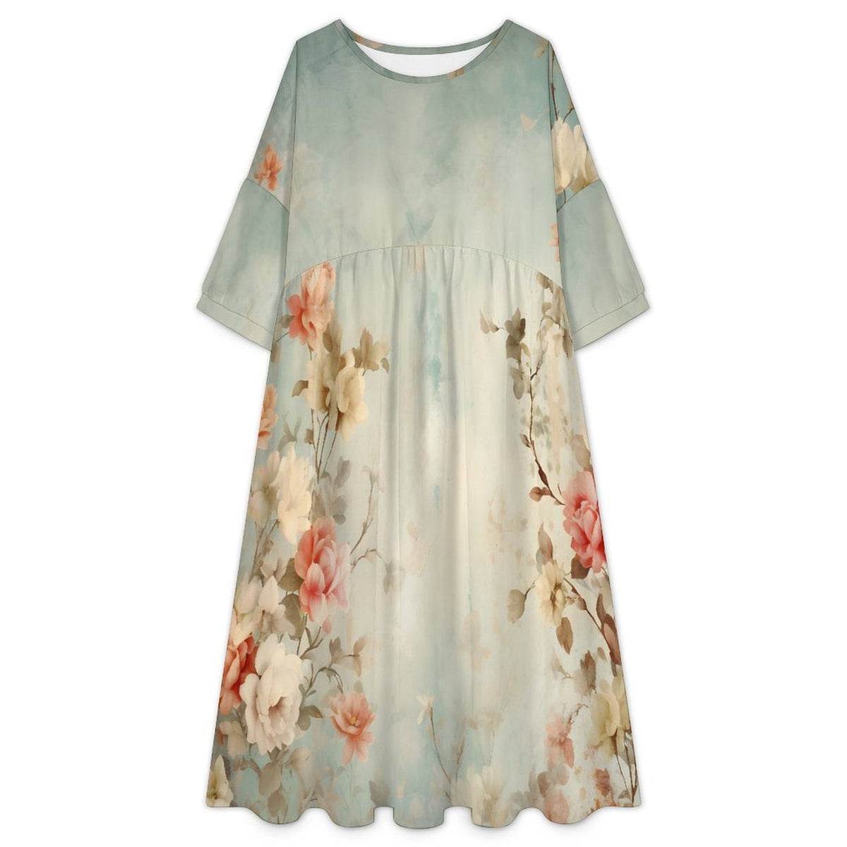 Vestido Babydoll Personalizable de Talle Alto con Textura Tipo Lino