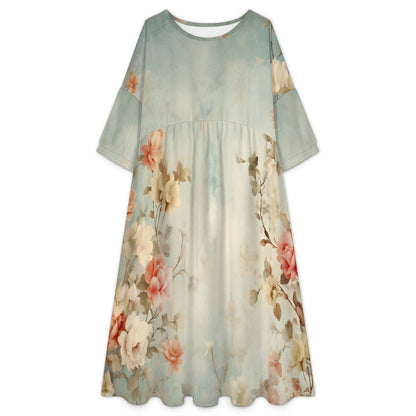 Vestido Babydoll Personalizable de Talle Alto con Textura Tipo Lino