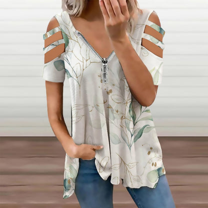 Blusa Larga con Cierre y Hombros Descubiertos Personalizada