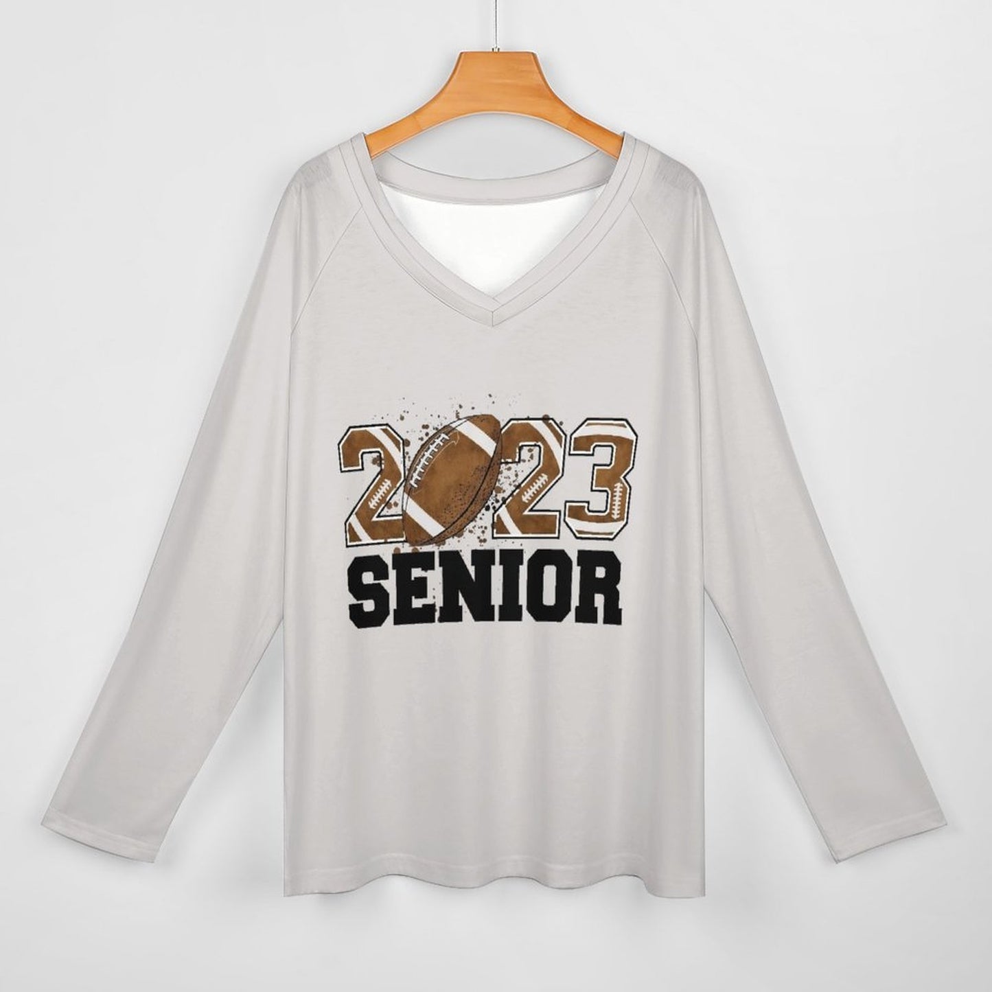 Playera Oversize Manga Larga Cuello V Doble | Personalizable y Tallas Extra