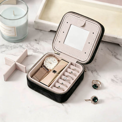 Estuche Cuadrado de Terciopelo para Joyería con Espejo Personalizable