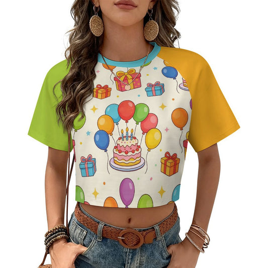 Playera Crop Personalizada de Manga Corta con Contraste