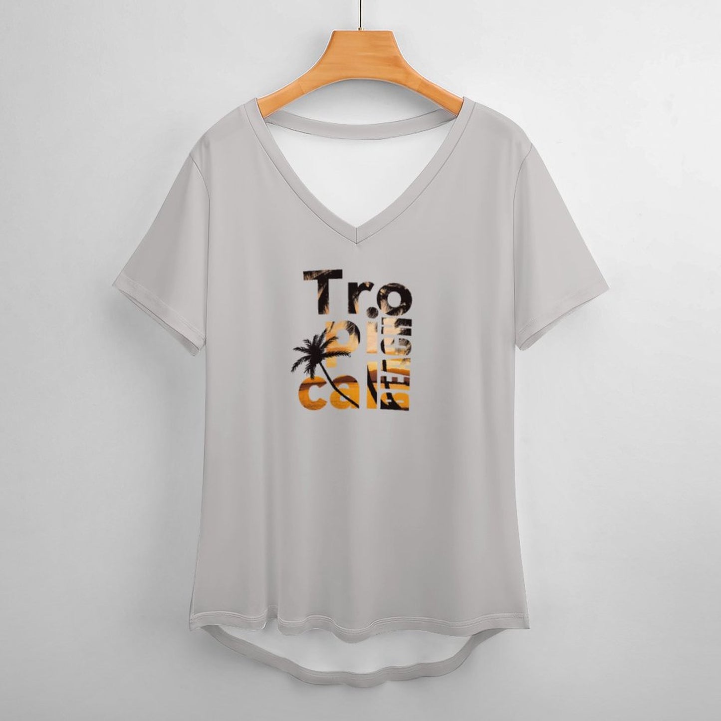 Playera Holgada Cuello en V Personalizada | Corte Relajado para Mujer