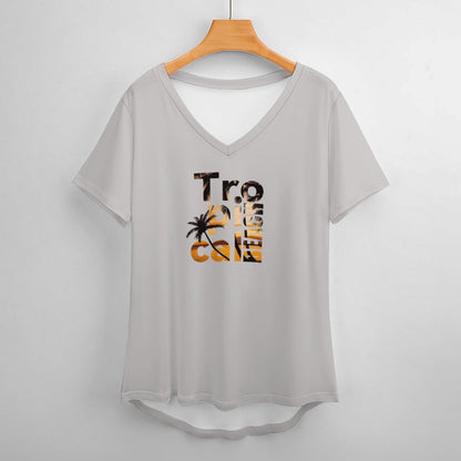 Playera Holgada Cuello en V Personalizada | Corte Relajado para Mujer