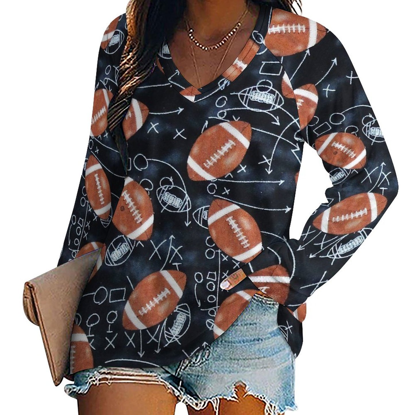 Playera Oversize Manga Larga Personalizada | Cuello V Doble | Tallas S-5XL