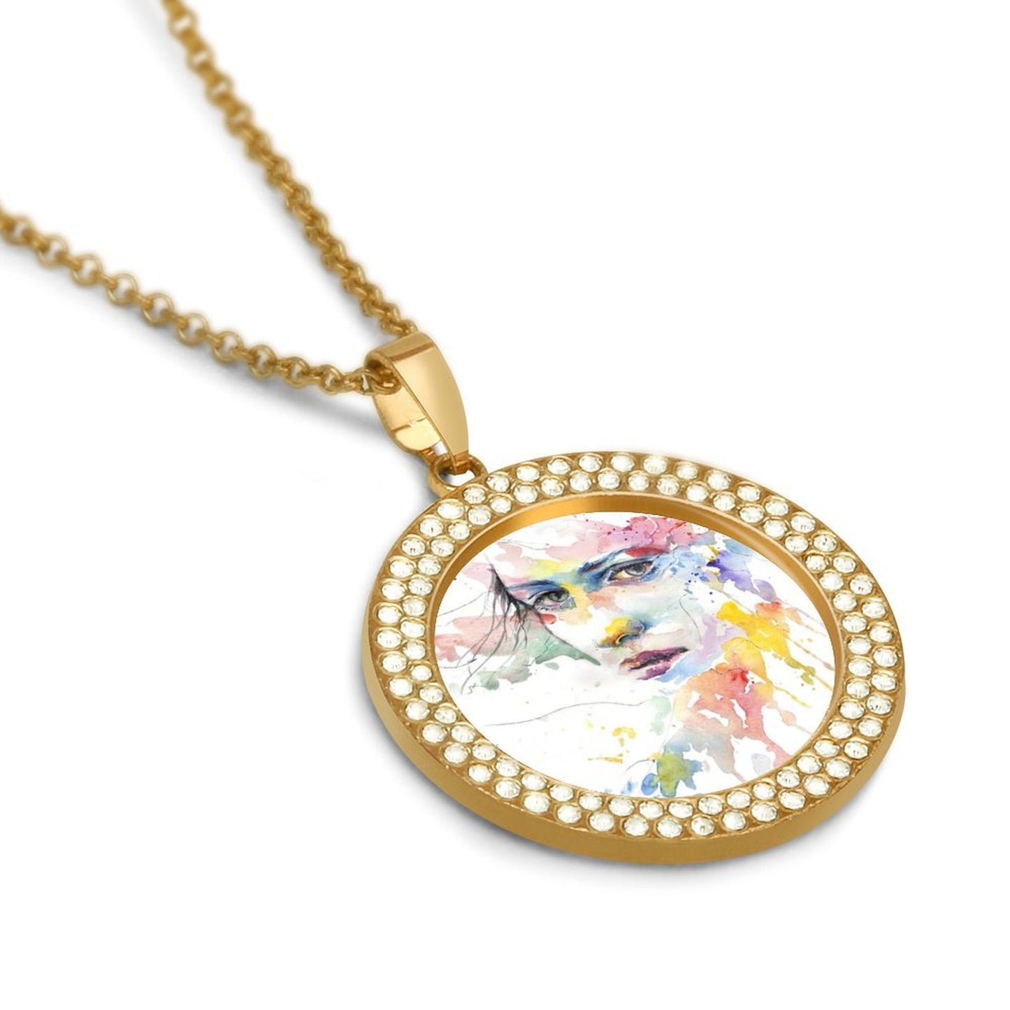 Collar Personalizado con Foto y Pedrería | Medalla Brillante