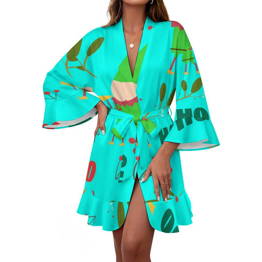 Bata Ligera Personalizada con Mangas de Olán y Cinturón
