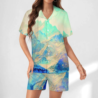 Pijama de Satén Personalizada con Cuello Cubano para Mujer