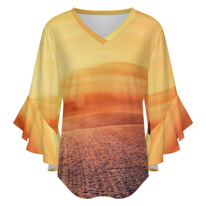 Blusa con Holanes Personalizada para Mujer | Manga Acampanada