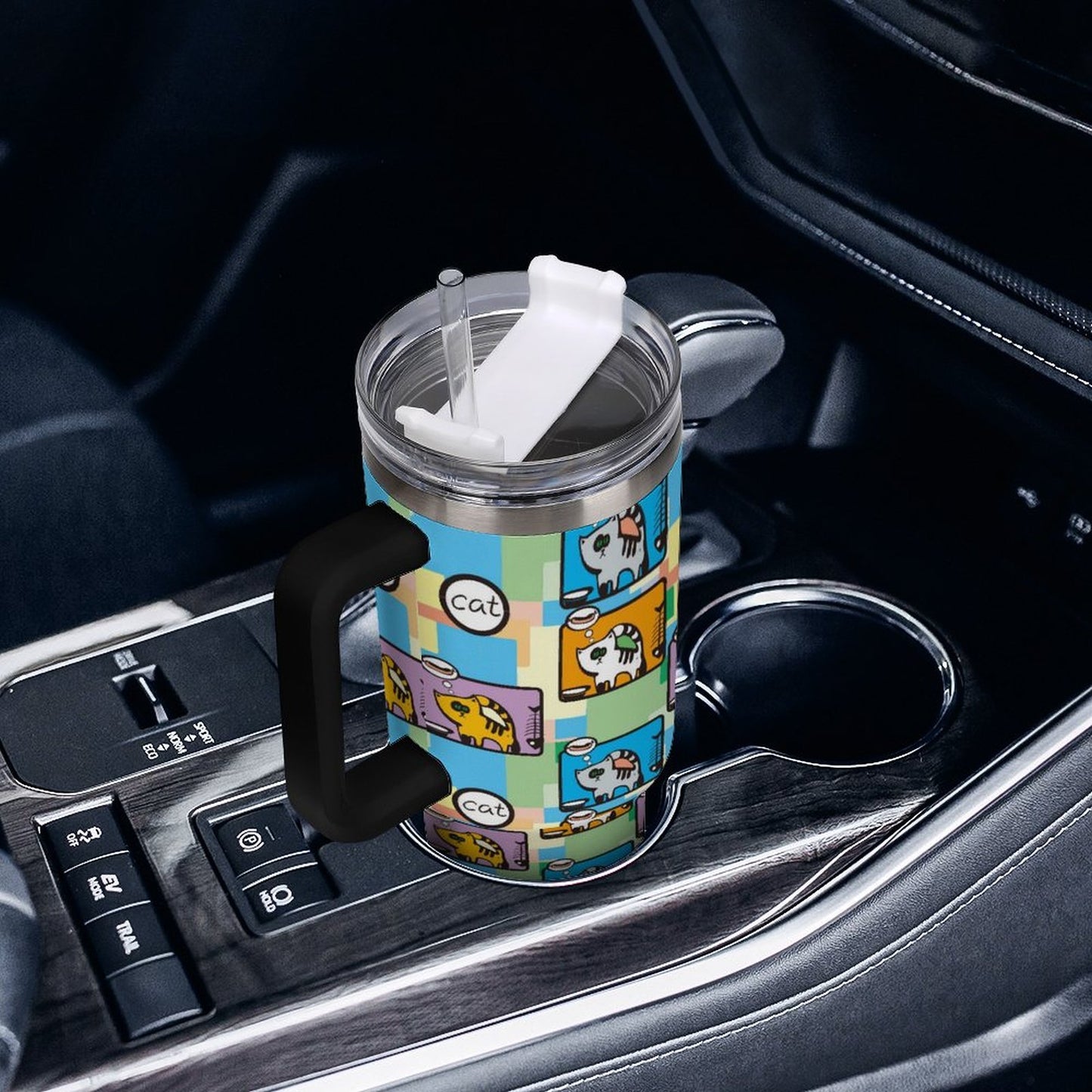 Vaso Térmico de 40 oz de Acero Inoxidable Personalizado con Asa y Popote