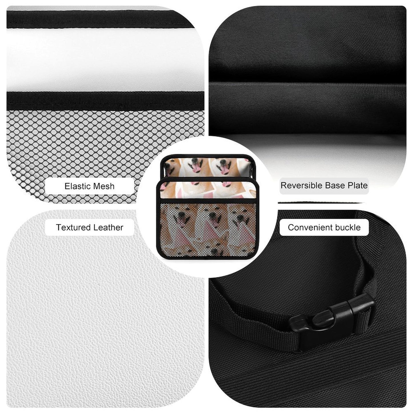 Organizador para asiento de auto personalizable en piel sintética PU con bolsillo de malla