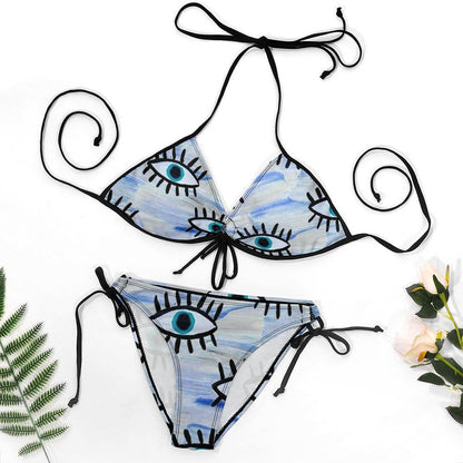 Bikini de Lazos Ajustable con Fruncido | Traje de Baño Personalizable