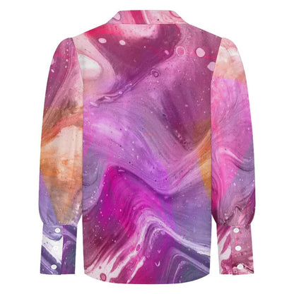 Blusa Satinada Personalizable con Manga Farol para Mujer