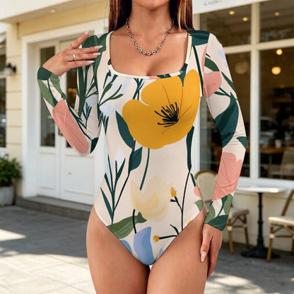Body Cuello Cuadrado Manga Larga Personalizable para Mujer