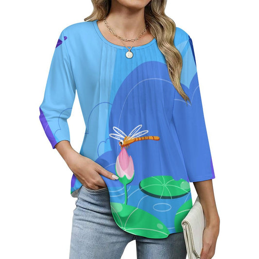 Blusa Fruncida Manga 3/4 Personalizable para Mujer | Top Casual