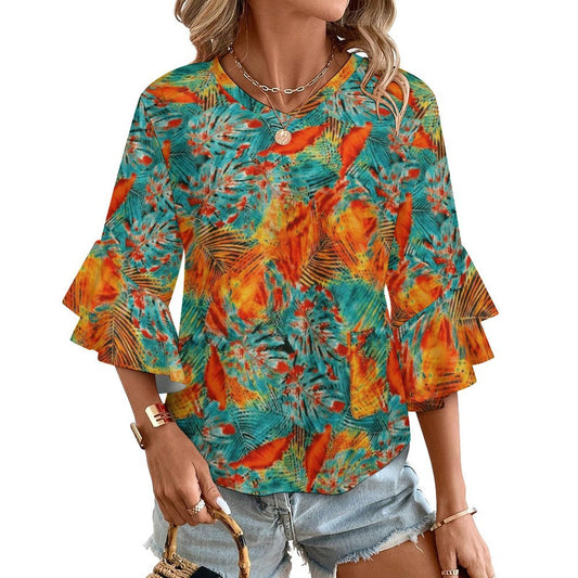 Blusa Cuello en V con Mangas Acampanadas Personalizada