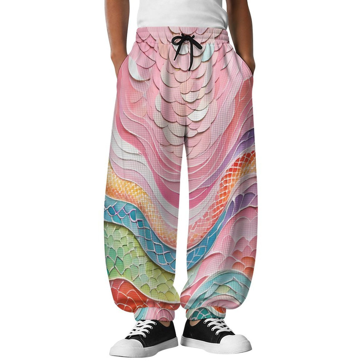 Sliding Lantern Pants Scales, Snakes, Dragons, Pink