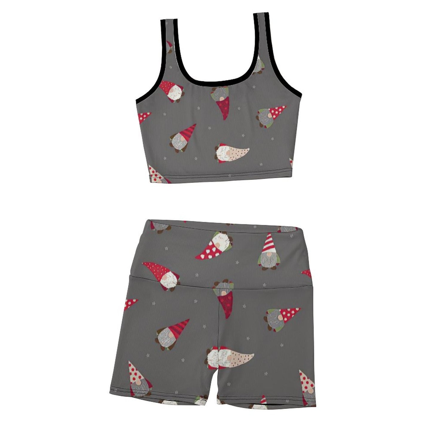 Set Deportivo Acanalado 2 Piezas | Top + Biker Shorts Yoga S-2XL