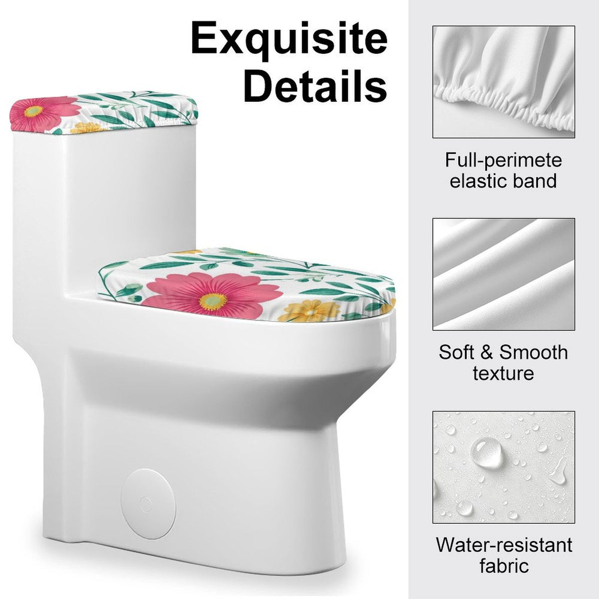 Toilet Decor Set of Two Flowers, Leaves, Spring Style 38x53cm