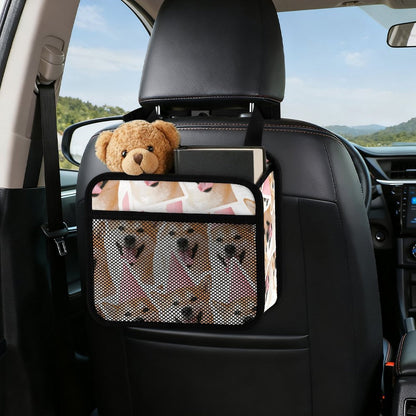 Organizador para asiento de auto personalizable en piel sintética PU con bolsillo de malla