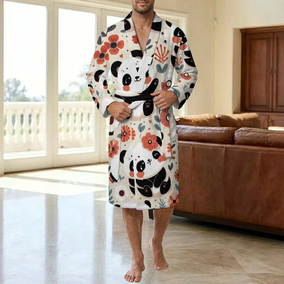 Adult Nightgown Panda, Red