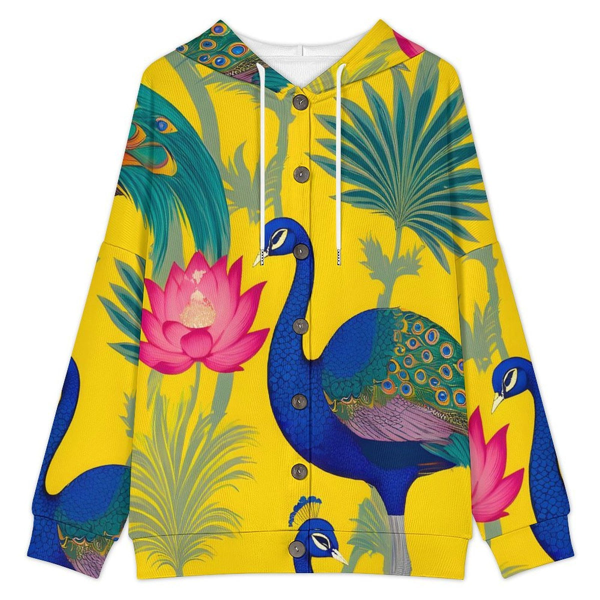Chaqueta Punto Mujer con Capucha y Botones Personalizable