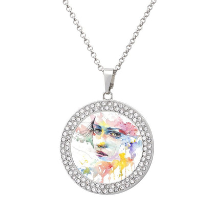 Collar Personalizado con Foto y Pedrería | Medalla Brillante