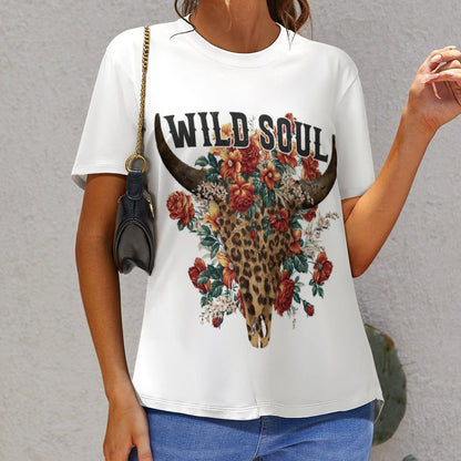 Camiseta Mujer Full Print Tacto Algodón | Tallas S-6XL Personalizada