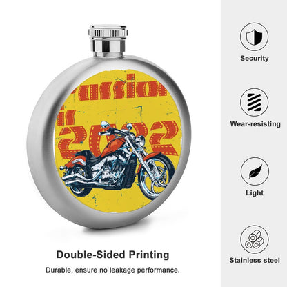 Petaca Redonda Personalizada 5oz | Acero Inoxidable con Diseño Acrílico