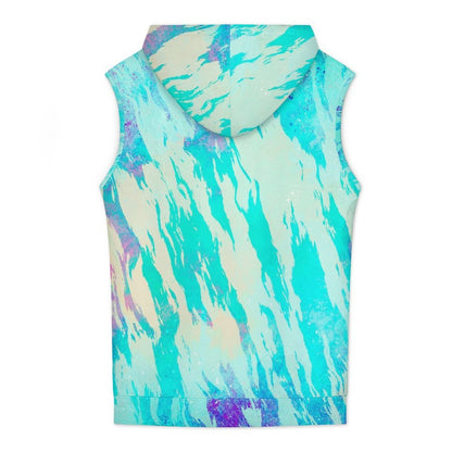 Hooded Sleeveless Shirt Abstract, Blue