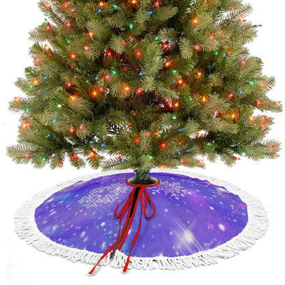 Tu Cubre Pie de Árbol Reversible | Dos Diseños en Uno con Borlas
