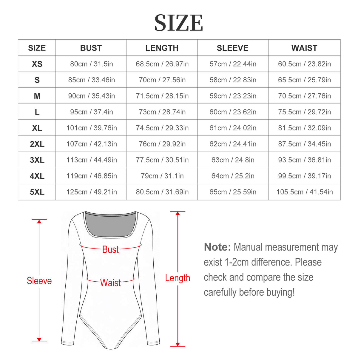 Body Cuello Cuadrado Manga Larga Personalizable para Mujer
