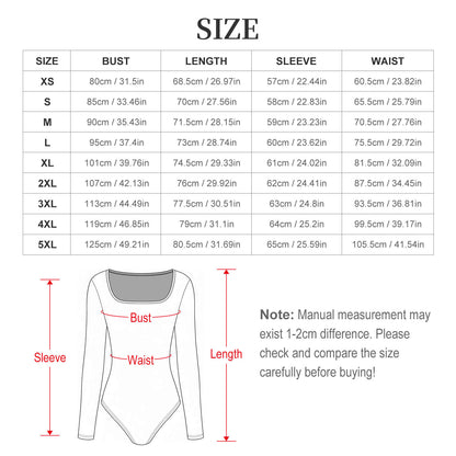 Body Cuello Cuadrado Manga Larga Personalizable para Mujer