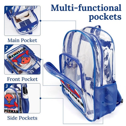 Mochila Transparente con Bolsillo de Malla Personalizable UV