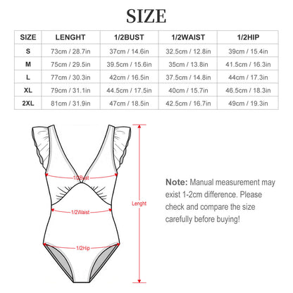 Traje de baño de una pieza personalizable con mangas de olanes y copas removibles