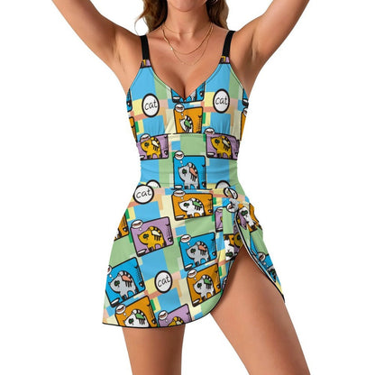 Traje de Baño Tipo Vestido con Pantaloncillo Integrado y Amarres Laterales, Personalizable