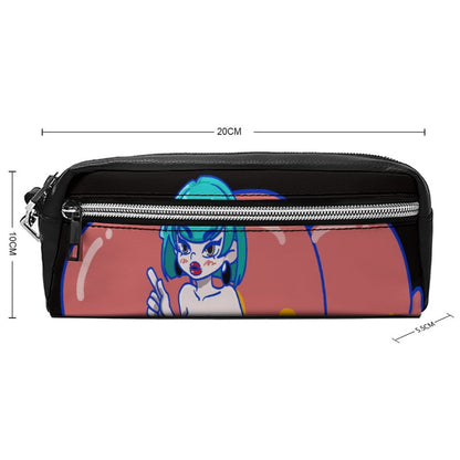 Estuche de Piel Litchi Personalizado | Lapicera y Cosmetiquera Doble Capa
