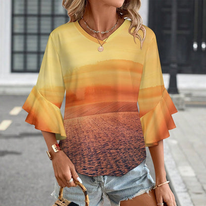 Blusa con Holanes Personalizada para Mujer | Manga Acampanada