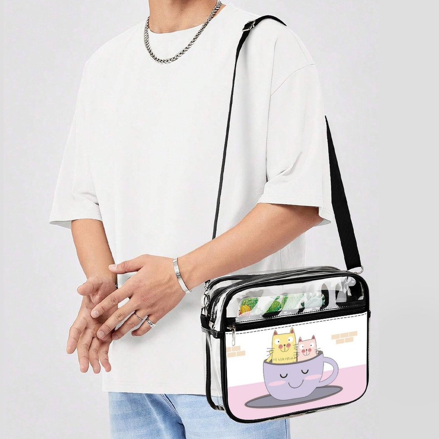 Bolsa Cruzada Transparente PVC Personalizable con Impresión UV